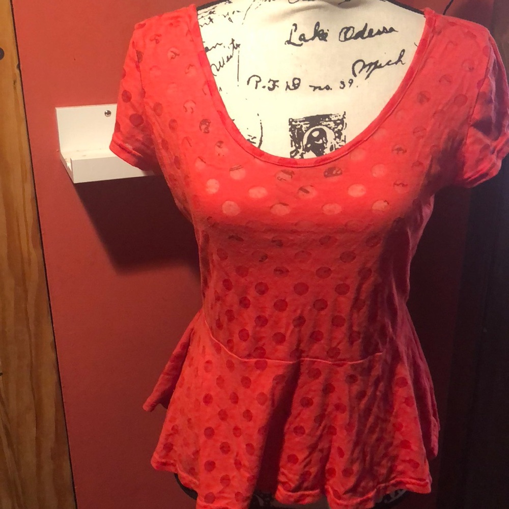 Fit and Flare top with sheer polka dots